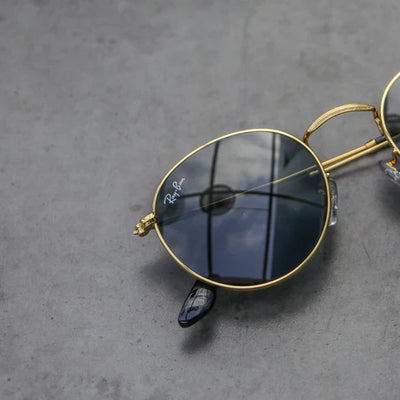 RB New Stylish Attractive Black & Gold 3447 Round Sunglass For Unisex