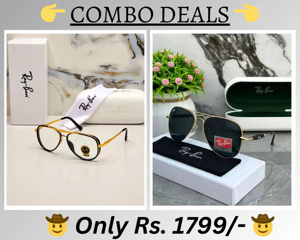 RB New Top Trending Men's Pack Of 2 Combo Hot Favourite Wintage Sunglass For Unisex