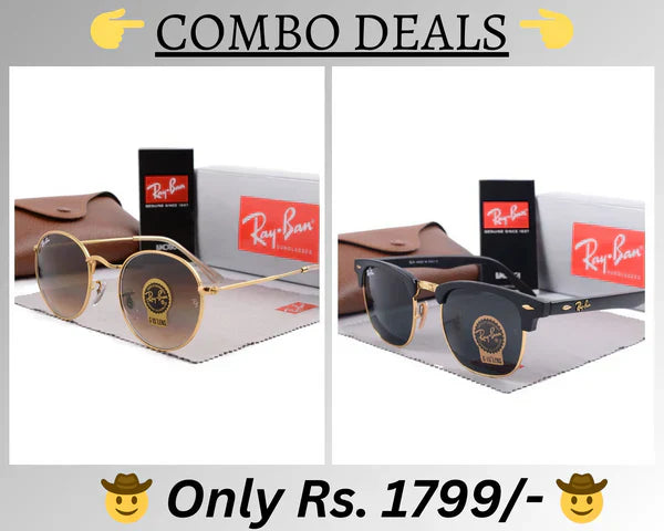 RB New Top Trending Men's Pack Of 2 Combo Hot Favourite Wintage Sunglass For Unisex.