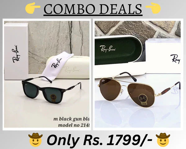 RB New Top Trending Men's Pack Of 2 Combo Hot Favourite Wintage Sunglass For Unisex.
