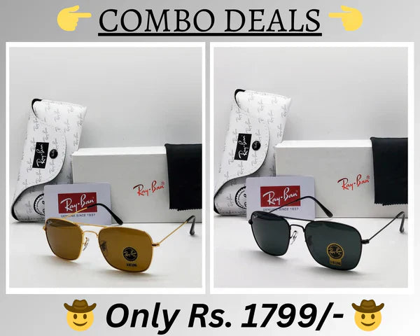 RB New Top Trending Men's Pack Of 2 Combo Hot Favourite Wintage Sunglass For Unisex.