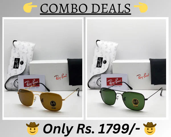 RB New Top Trending Men's Pack Of 2 Combo Hot Favourite Wintage Sunglass For Unisex.