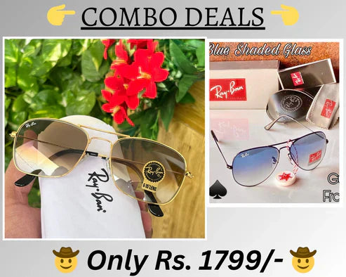 RB New Top Trending Men's Pack Of 2 Combo Hot Favourite Wintage Sunglass For Unisex.