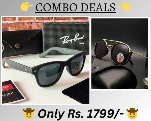 RB New Top Trending Men's Pack Of 2 Combo Hot Favourite Wintage Sunglass For Unisex.