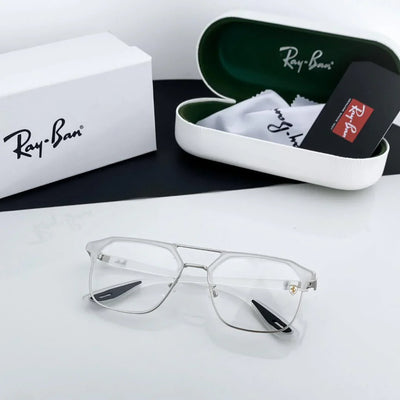 RB Fancy White Clear Eyewear For Daily Causal Evergreen UV Protected For Unisex.