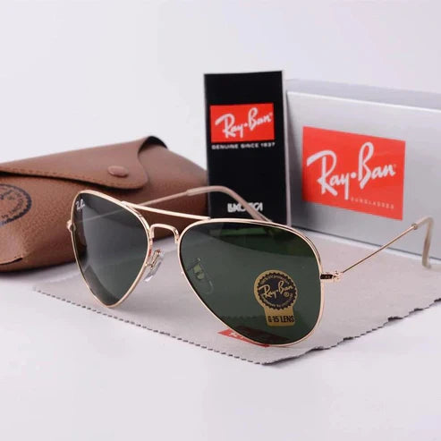 RB Blue & Gold 3026 Square Causal Latest Sunglass For Unisex.
