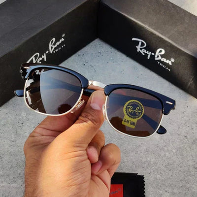 RB Brown & Gold 3016 Club Master Trendy Hot Favourite Wintage Sunglass For Unisex.