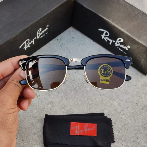 RB Brown & Gold 3016 Club Master Trendy Hot Favourite Wintage Sunglass For Unisex.
