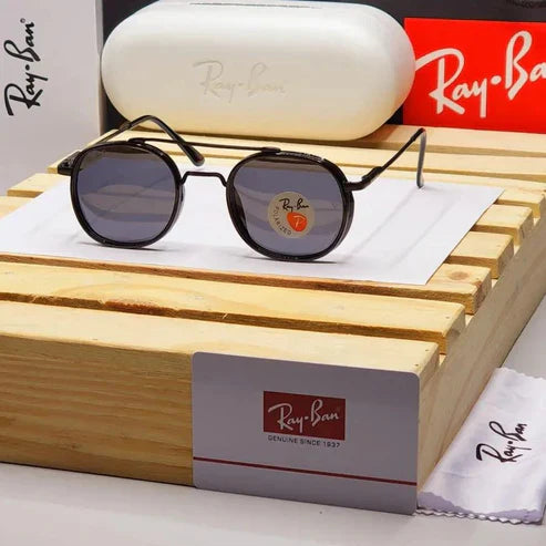 RB Black & Black 4612 Round Side Cap Causal Free All Suitable Sunglass For Men Women.